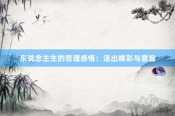 东说念主生的哲理感悟：活出精彩与意旨